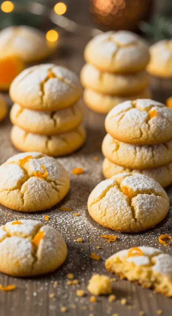 Biscuits moelleux Noël orange craquelés sucre glace festifs
