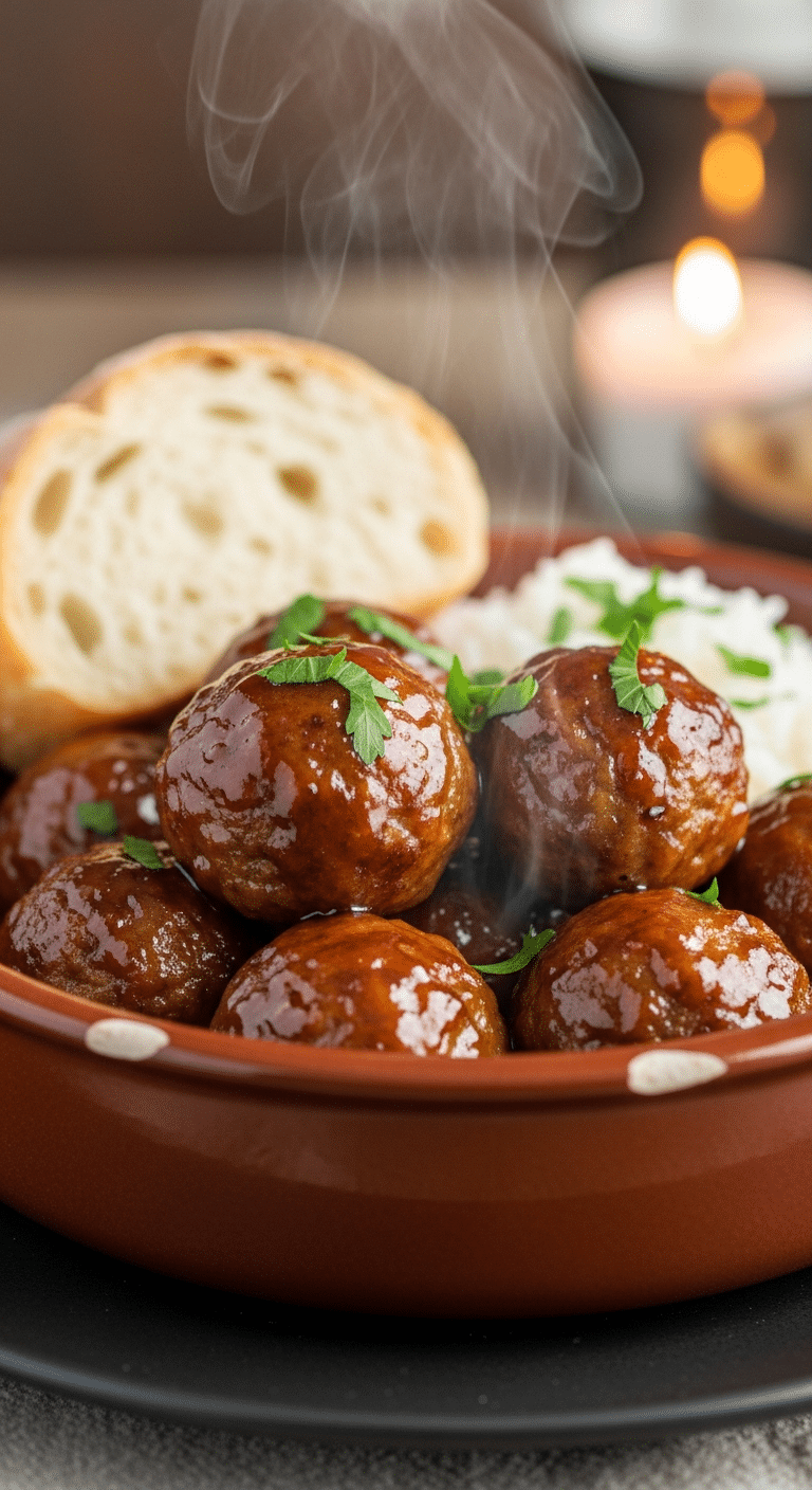 Boulettes viande caramélisées façon grand-mère sauce brillante