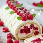 Bûche mascarpone framboise sans cuisson couches crémeuses framboises sucre glace