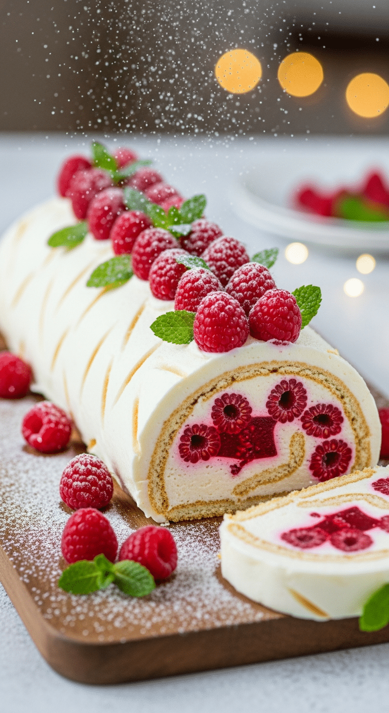 Bûche mascarpone framboise sans cuisson couches crémeuses framboises sucre glace
