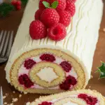 Bûche mascarpone framboises élégante avec spirale visible décoration festive