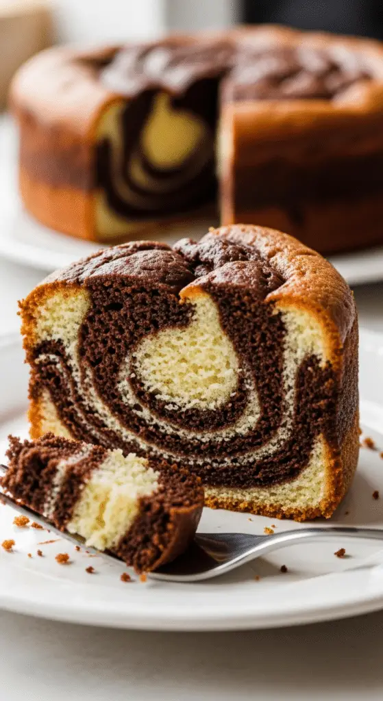 Cake marbré chocolat-vanille moelleux airfryer spirales parfaites