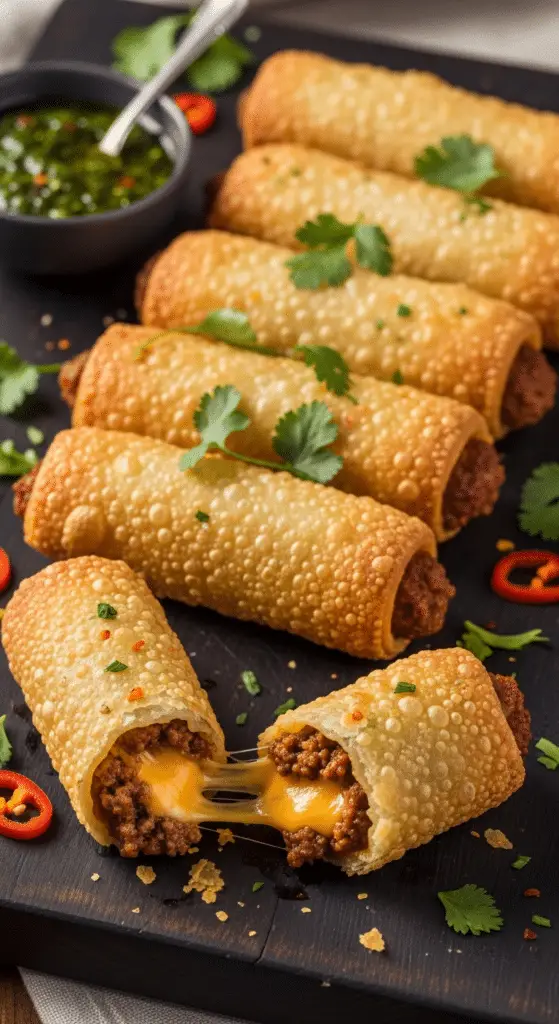 Cigares croustillants bœuf fromage dorés fondant cœur visible