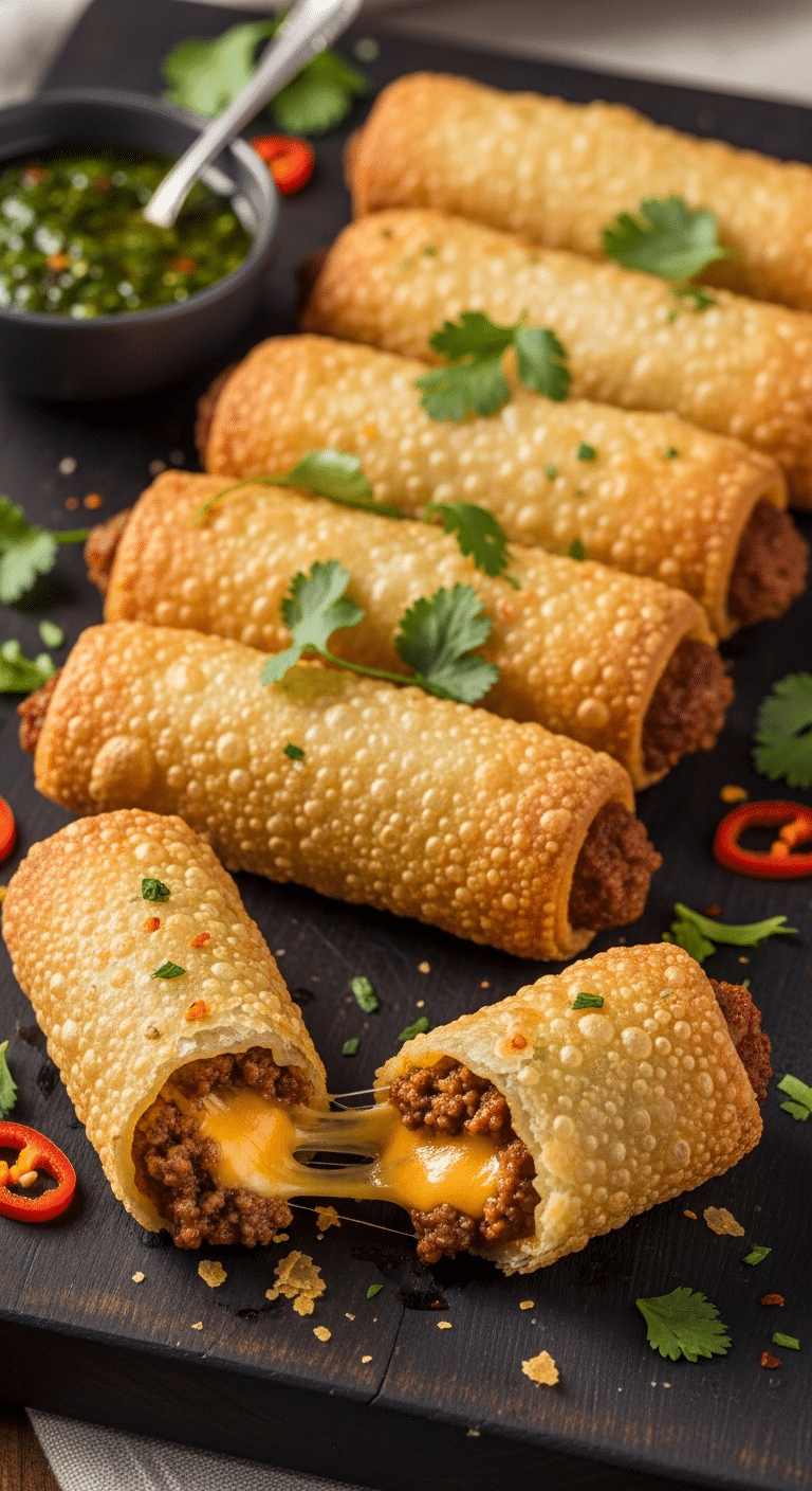 Cigares croustillants bœuf fromage dorés fondant cœur visible