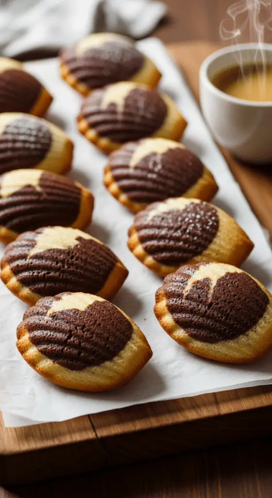 Création effet marbré pâte chocolat vanille moule madeleines technique spirale