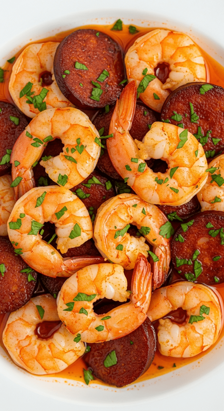 Crevettes sautées chorizo paprika fumé ibériques méditerranéennes