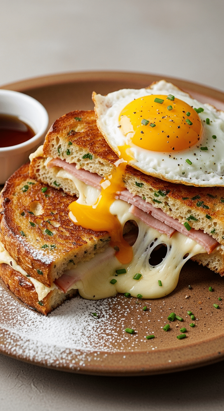 Croque-monsieur perdu poêle façon grand-mère doré croustillant