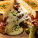 Croque-raclette bacon doré fromage coulant bacon croustillant