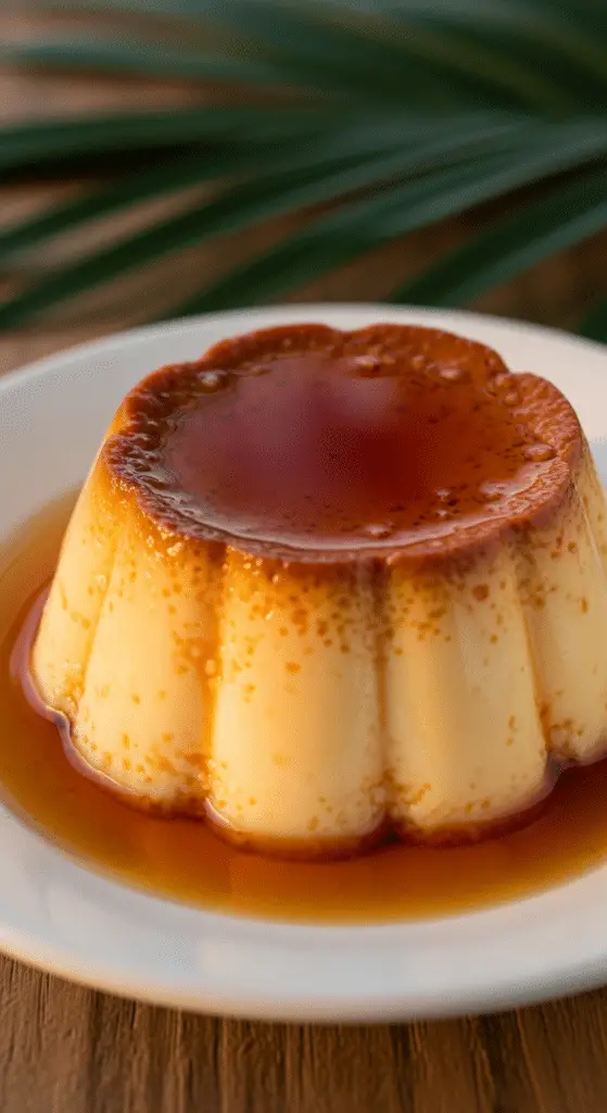 flan coco sauce caramel coulante moment spectaculaire dessert tropical