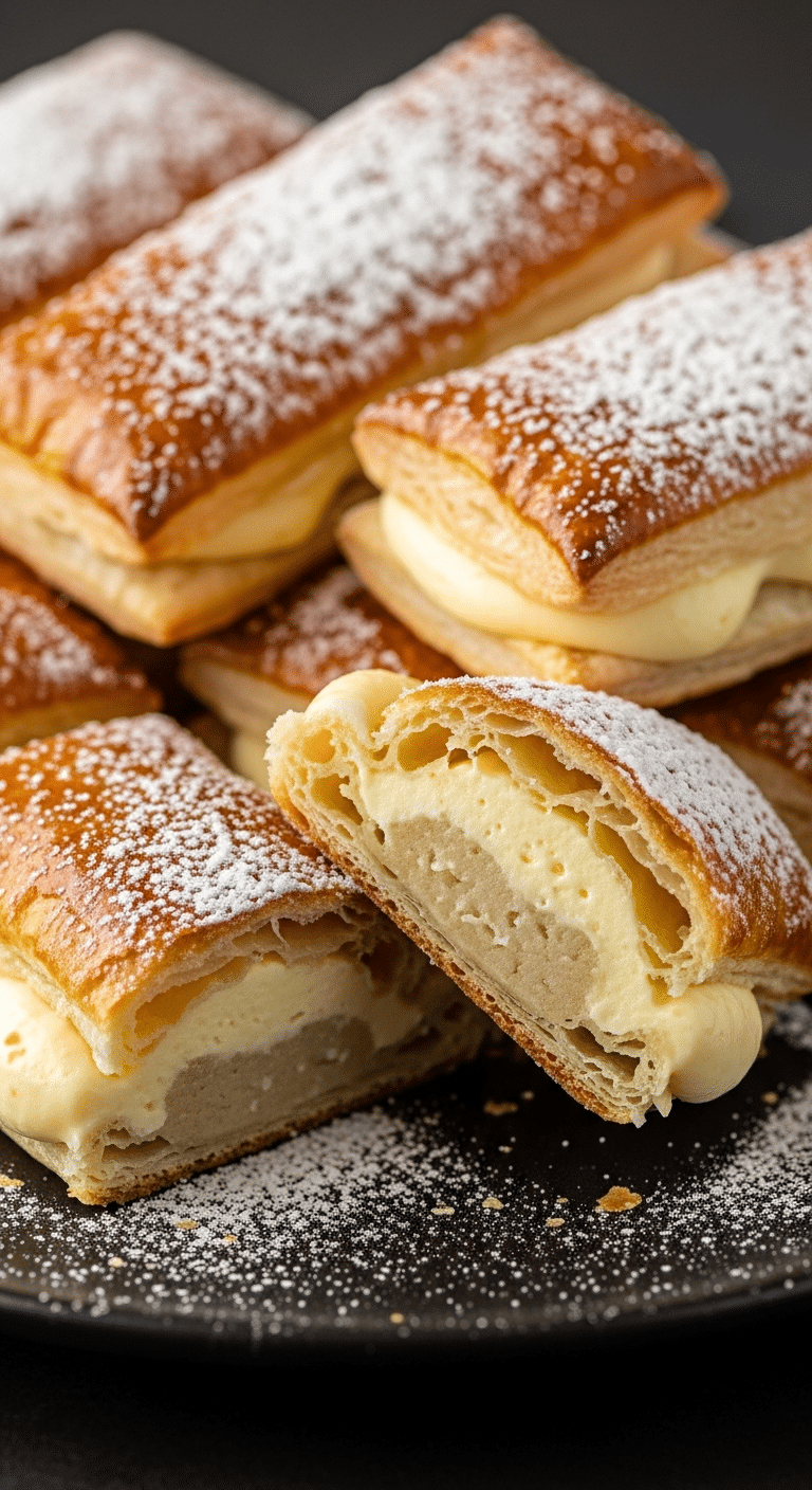 Feuilletés amandes crème dorés élégants pâtisserie française raffinée