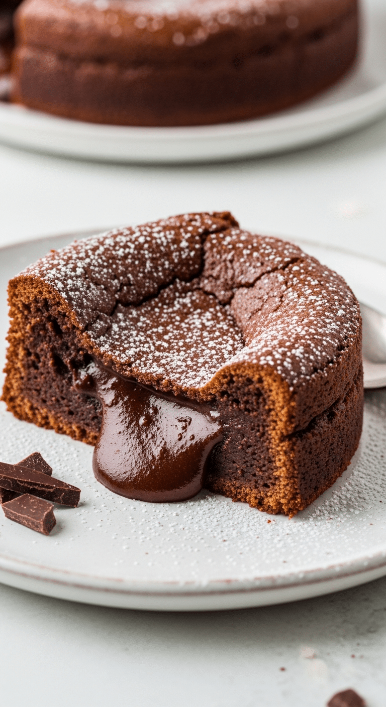 Fondant baulois tranche révélant croûte craquante et cœur chocolat coulant