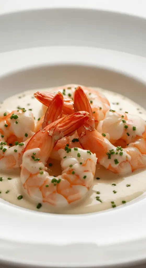 Gambas crème ail doux recette traditionnelle française classique