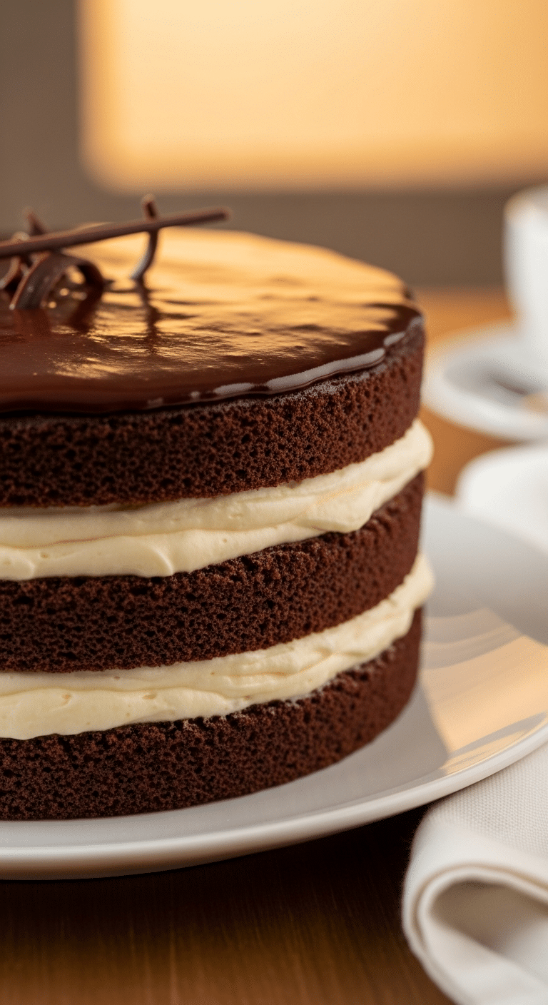 Gâteau chocolat crème vanillée couches airfryer élégant ganache