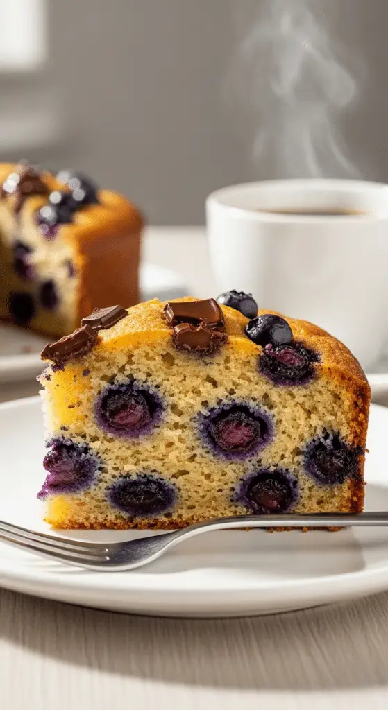 Gâteau moelleux petit-déjeuner myrtilles chocolat matinal énergétique