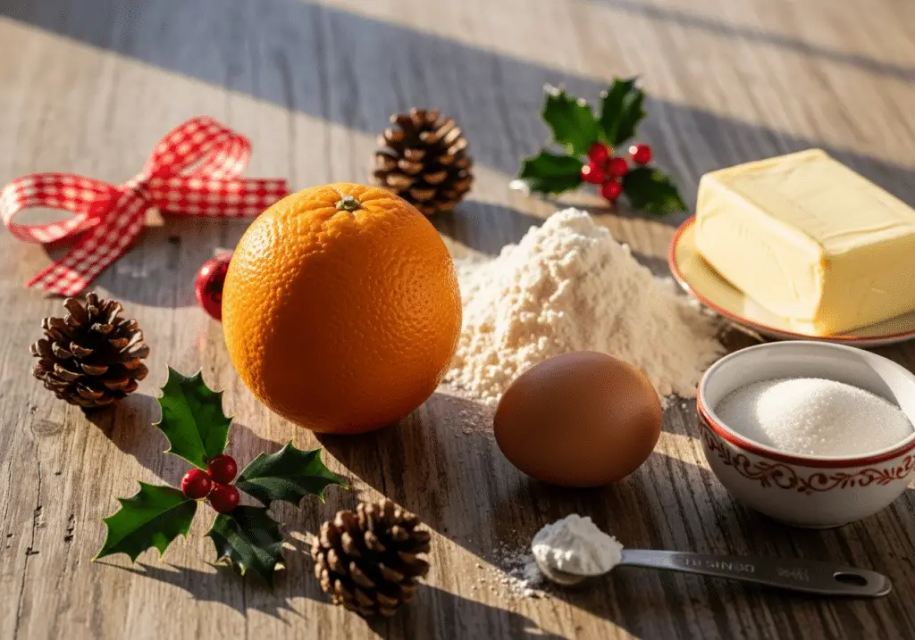 Ingrédients biscuits moelleux Noël orange simples festifs