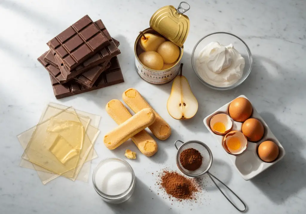 Ingrédients bûche choco-poire charlotte nobles qualité premium