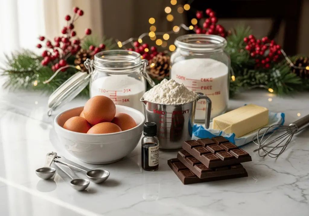 Ingrédients bûche Noël traditionnelle moelleuse gourmande qualité