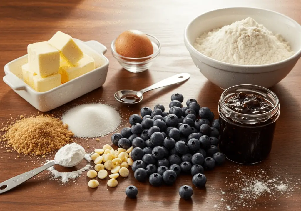 Ingrédients cookies moelleux myrtille chocolat blanc frais qualité