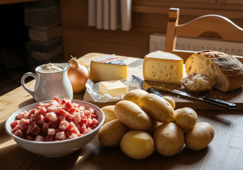 Ingrédients farçon savoyard lard fromage montagnards traditionnels authentiques