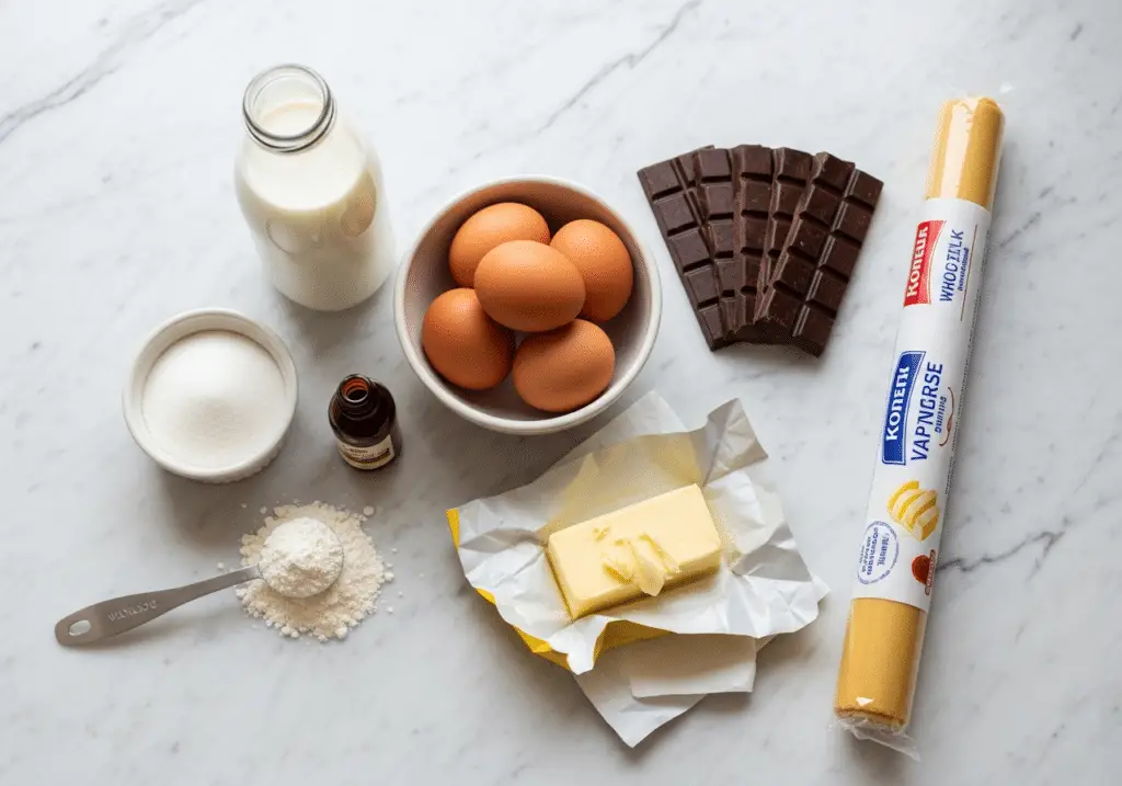 Ingrédients flan marbré vanille chocolat frais qualité sélectionnés