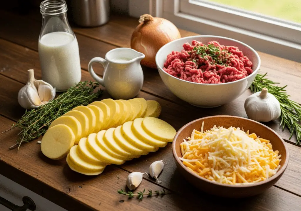Ingrédients gratin pommes terre viande hachée simples accessibles