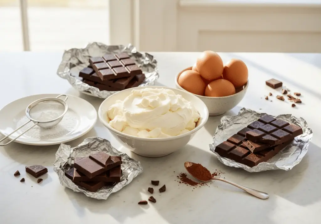 Ingrédients mousse chocolat intense mascarpone premium qualité