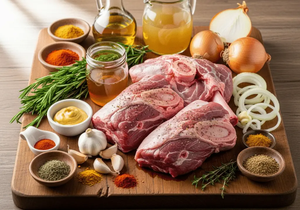 Ingrédients souris agneau confites miel romarin frais qualité