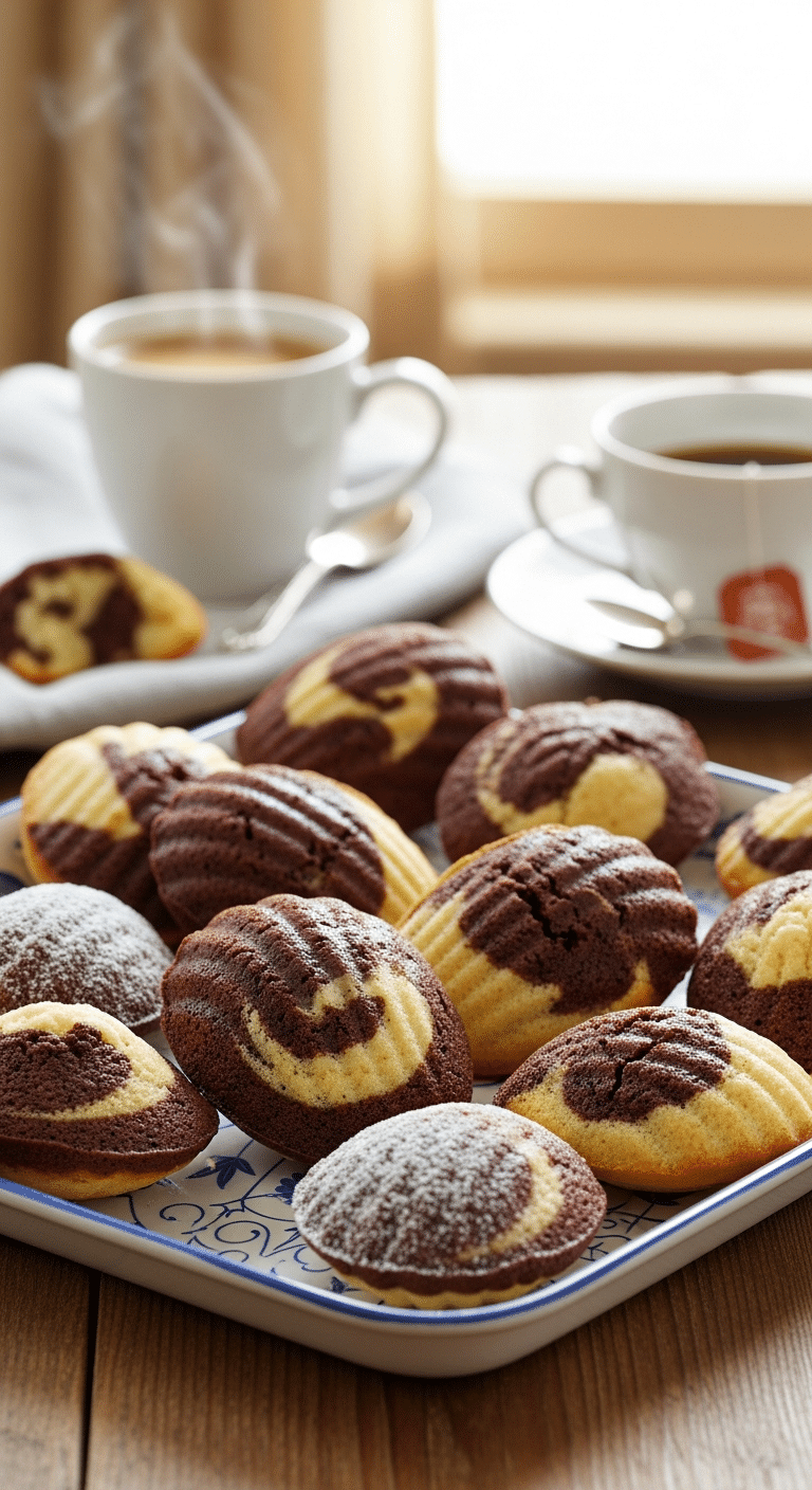 Madeleines marbrées chocolat-vanille bosse parfaite motif marbré bicolore