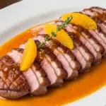 Magret canard orange classique français rosé sauce brillante gastronomique