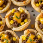 Mini tartelettes feuilletées bœuf maïs fromage dorées croustillantes
