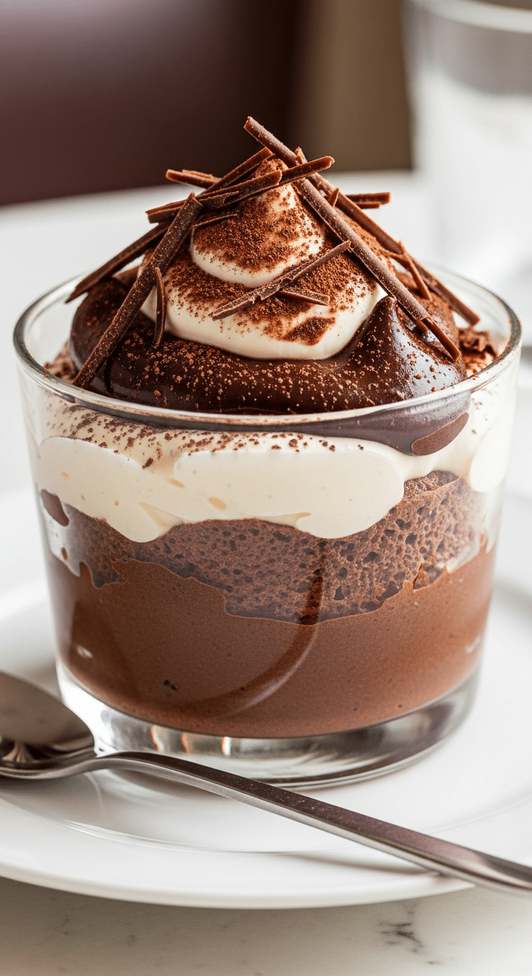 Mousse chocolat intense mascarpone veloutée élégante verrine dessert