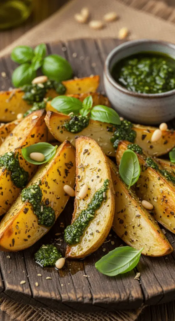 Pommes terre four pesto basilic croustillantes méditerranéennes italiennes