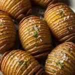 Pommes de terre Hasselback traditionnelles dorées beurre herbes découpe accordéon