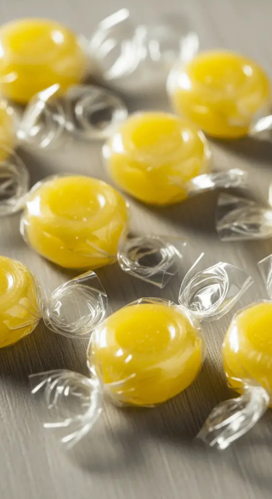 Présentation bonbons citron ancienne boîte fer vintage traditionnelle