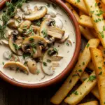 Sauce crémeuse champignons thym frites onctueuse parfaite restaurant