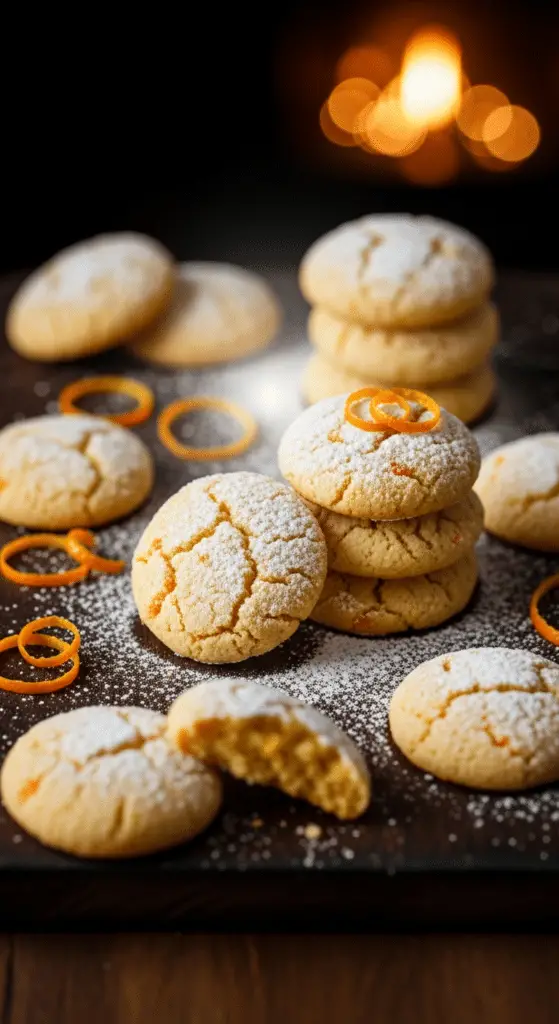 Service élégant biscuits moelleux Noël orange pyramide festive