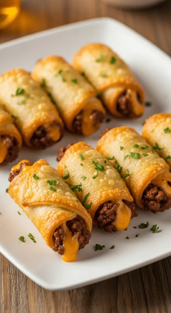 Service élégant cigares croustillants bœuf fromage assiette sauces