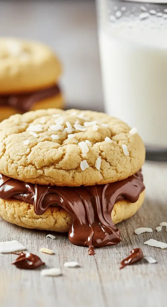 Service élégant cookies sandwich coco chocolat fondant assiette