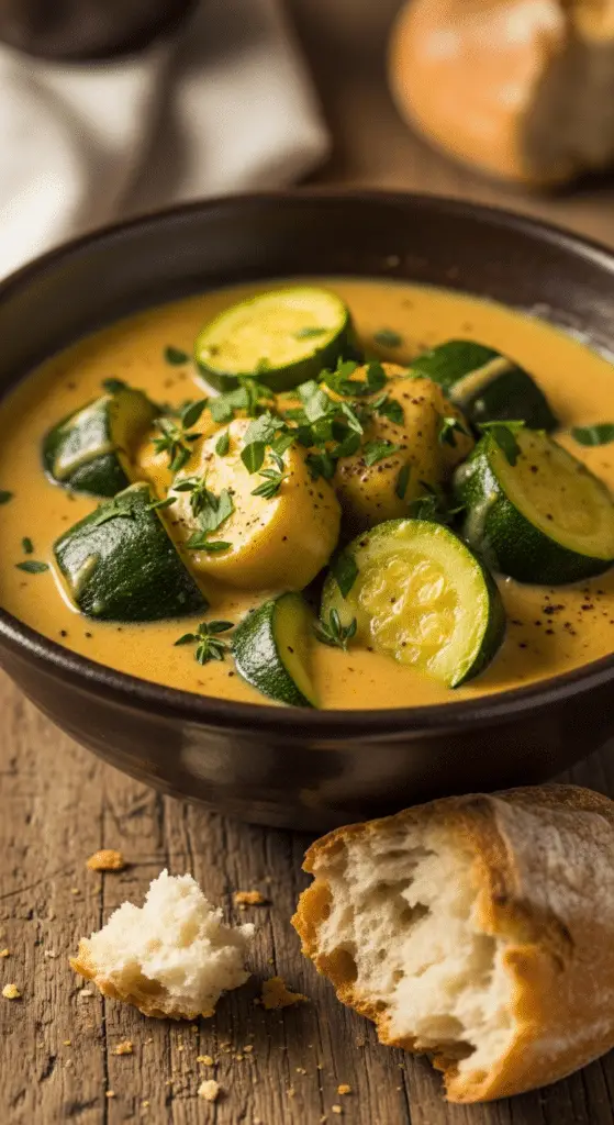 Service élégant fondue courgettes ancienne plat terre cuite traditionnel