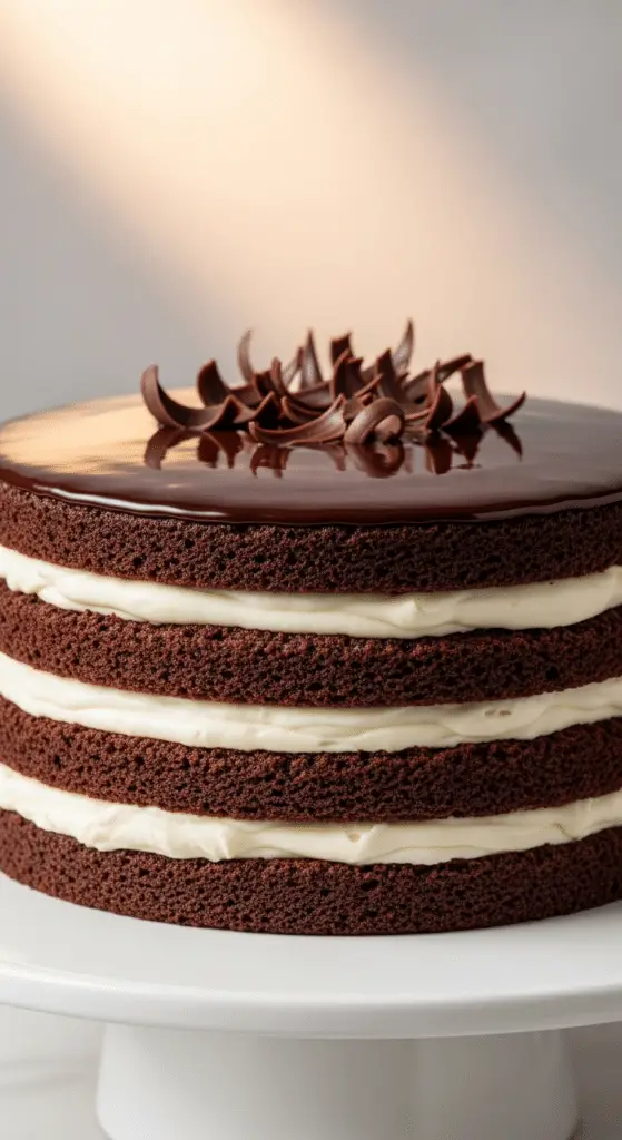 Service élégant part gâteau chocolat crème vanillée airfryer