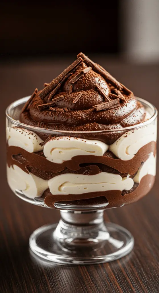 Service élégant mousse chocolat intense mascarpone cristal raffiné