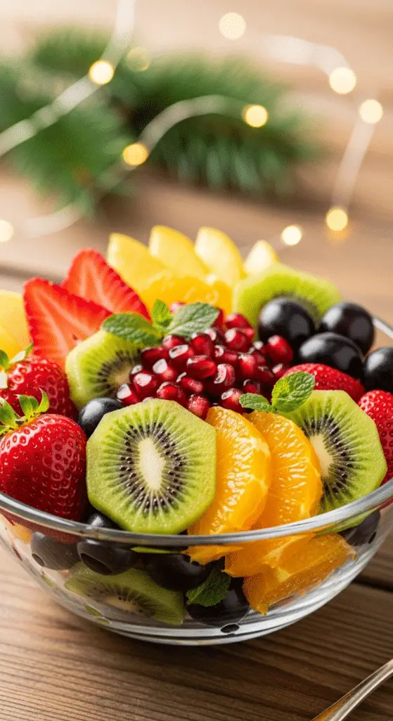 Service élégant salade fruits Noël 0 point verrines individuelles