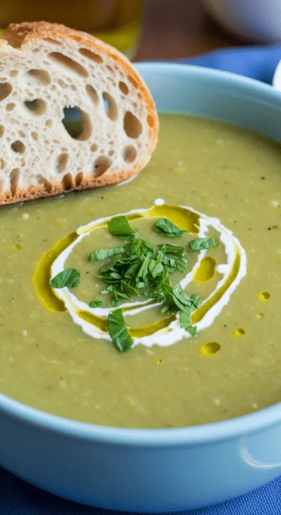 Soupe pois cassés campagnarde crémeuse fumante rustique authentique