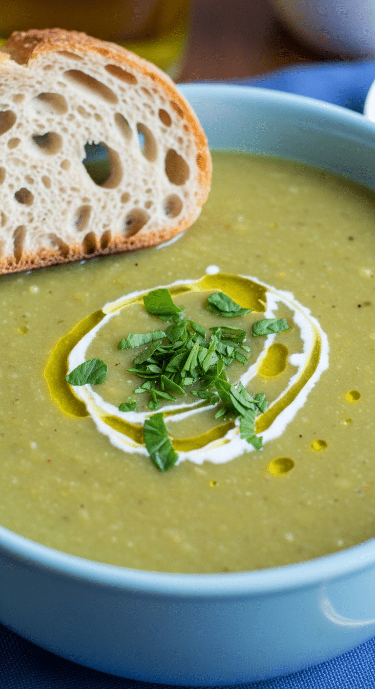 Soupe pois cassés campagnarde crémeuse fumante rustique authentique
