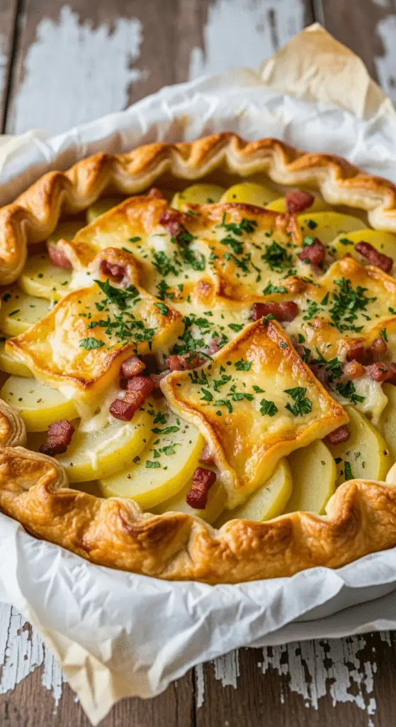 Tarte raclette fondante dorée fromage coulant croustillante parfaite