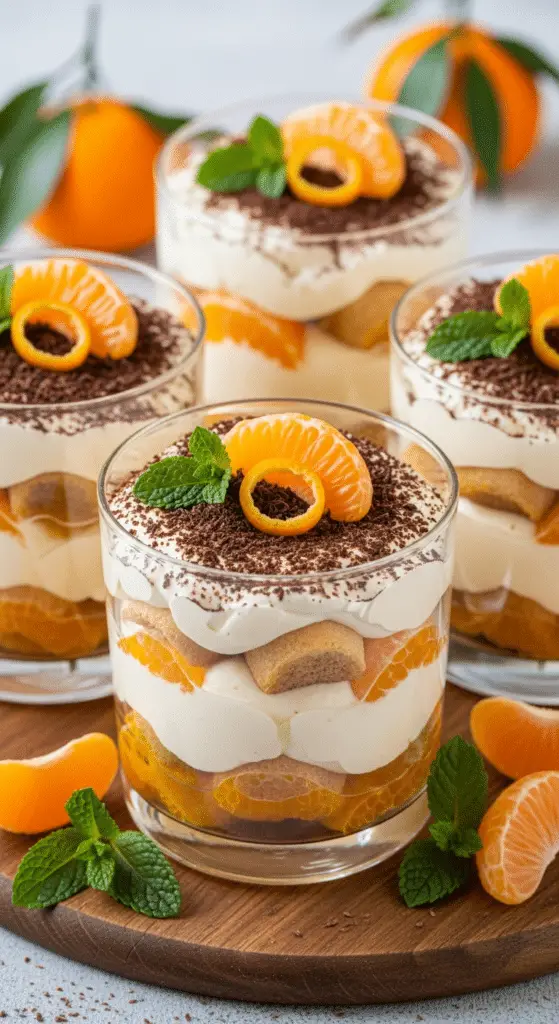 Présentation finale du Tiramisu aux Clémentines en Verrines