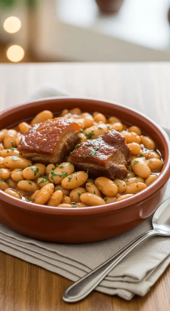 Cassoulet rustique haricots blancs porc confit traditionnel Sud-Ouest authentique