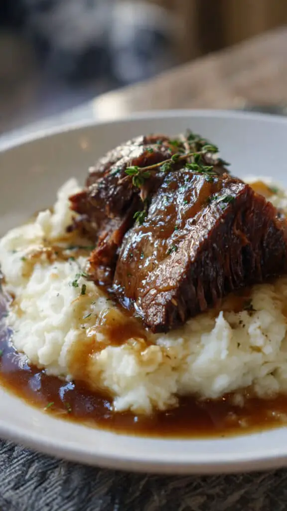 Festin rôti braisé purée pommes terre réconfortant fondant généreux