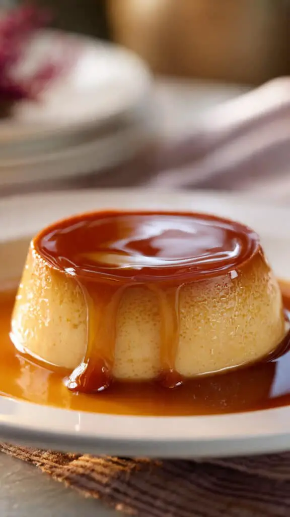 Flan caramel fondant classique français soyeux ambré intemporel élégant