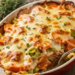 Gratin fondant poireaux patates douces avec croûte fromage dorée gratinée